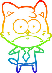 rainbow gradient line drawing cartoon nervous business cat