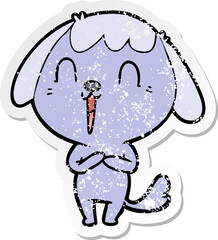 distressed sticker of a cute cartoon dog
