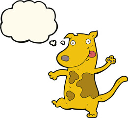 cartoon happy dog with thought bubble