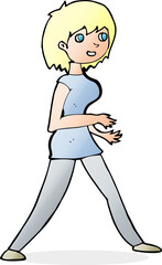 cartoon woman walking