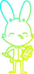 cold gradient line drawing office bunny cartoon