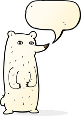 funny cartoon polar bear with speech bubble