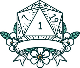 natural one d20 dice roll illustration