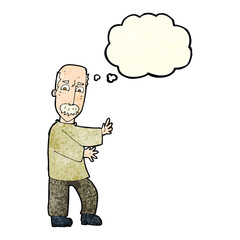 cartoon angry old man with thought bubble
