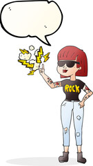 speech bubble cartoon rock woman