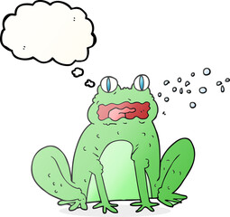 thought bubble cartoon burping frog
