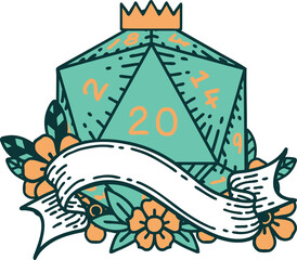 natural twenty D20 dice roll illustration