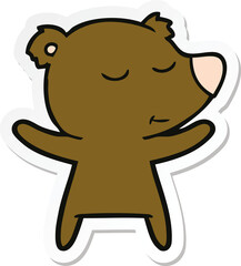 sticker of a happy cartoon bear