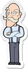 sticker of a cartoon bored old man