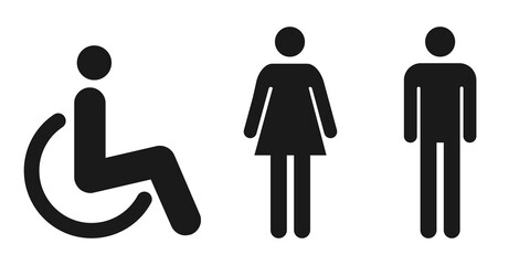 Toilet Gender Symbol Icon Set On Transparent Background, PNG