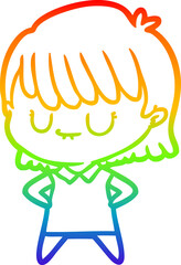 rainbow gradient line drawing cartoon woman
