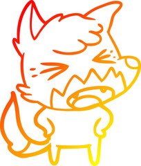 warm gradient line drawing angry cartoon fox