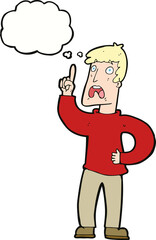 cartoon man with complaint with thought bubble