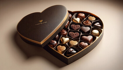 heart shaped box with chocolates, Generative ai