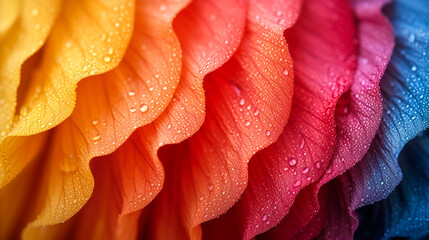 Multicolored textured wavy petals background with warm and cold gradient colors