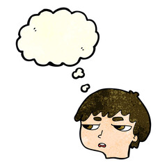 cartoon annoyed boy with thought bubble