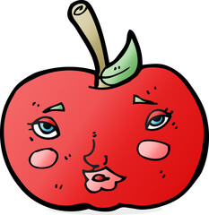 cartoon apple with face