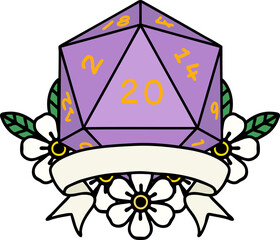 natural 20 critical hit D20 dice roll illustration