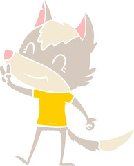 friendly flat color style cartoon wolf
