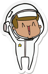 sticker of a happy cartoon astronaut