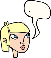 speech bubble cartoon female face
