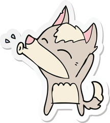 sticker of a howling wolf cartoon