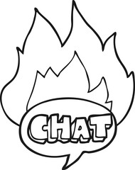 black and white cartoon chat symbol
