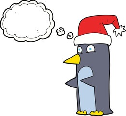 thought bubble cartoon christmas penguin