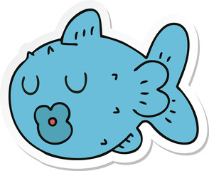 sticker of a quirky hand drawn cartoon fish