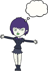 cartoon vampire girl with thought bubble