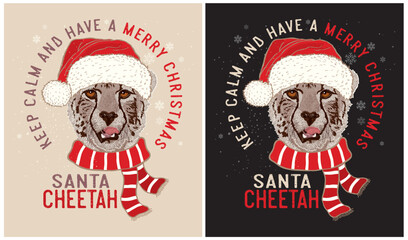 Keep Calm and Have a Merry Christmas - Santa Cheetah