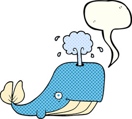 comic book speech bubble cartoon whale spouting water