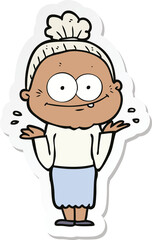 Obraz premium sticker of a cartoon happy old woman