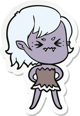 sticker of a annoyed cartoon vampire girl