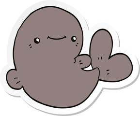 sticker of a cartoon whale