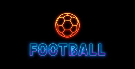 Banner for the site, sports betting, earnings on bets, gambling. Neon soccer ball, blank for advertising, poster, header for website, modern design. 3d illustration, 3d render, copy space.