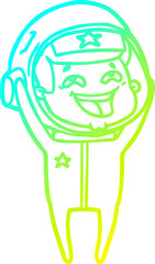 cold gradient line drawing cartoon laughing astronaut