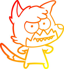 warm gradient line drawing cartoon grinning fox