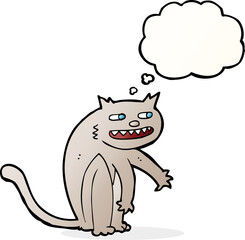Obraz premium cartoon happy cat with thought bubble