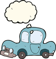 cartoon car with thought bubble