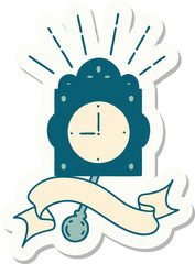 sticker of tattoo style ticking clock