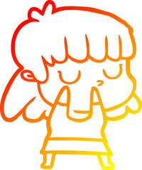 warm gradient line drawing cartoon indifferent woman