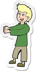 sticker of a cartoon happy man