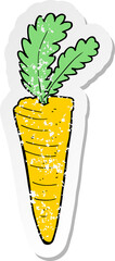 retro distressed sticker of a cartoon carrot