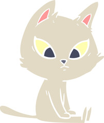 confused flat color style cartoon cat