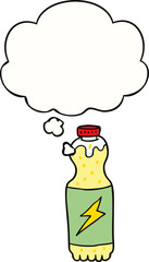 cartoon soda bottle and thought bubble