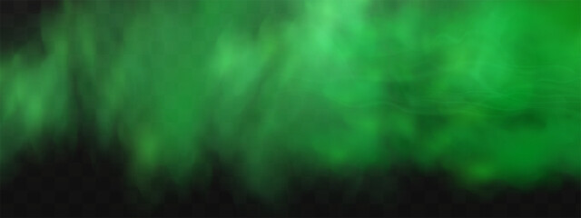 Green stink bad smell, smoke or poison gases,chemical toxic vapour.Vector realistic set of stench breath or sweat odor isolated on transparent checkered background.
