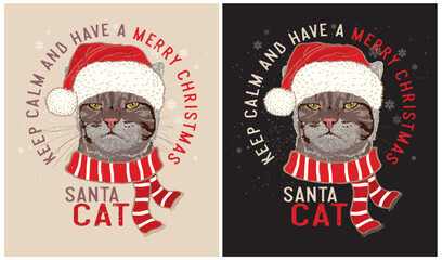 Keep Calm and Have a Merry Christmas - Santa Cat