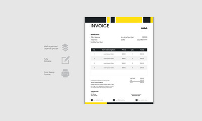 Modern Creative Vector Invoice Design Template