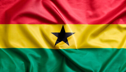 The of a flag of Ghana with visible satin texture